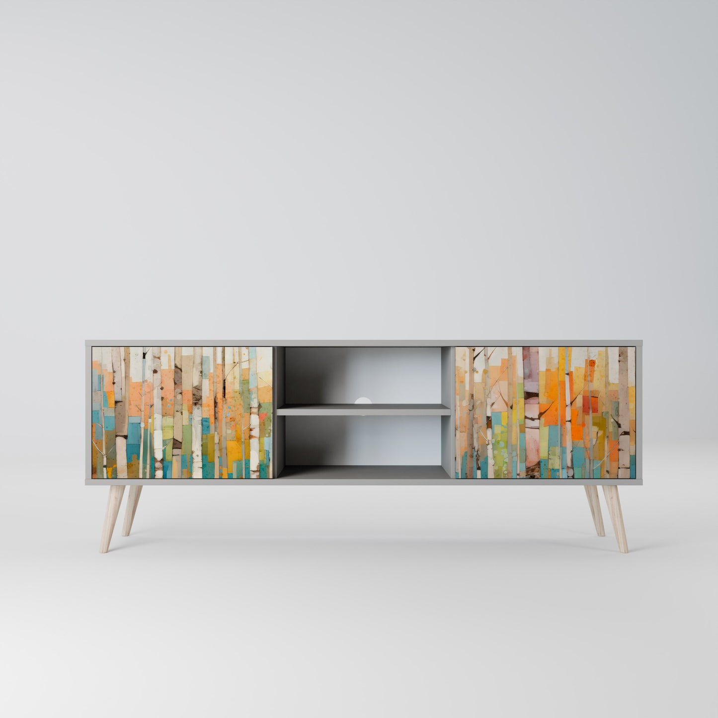 BIRCH KALEIDOSCOPE 2-Door TV Stand in Grey Finish