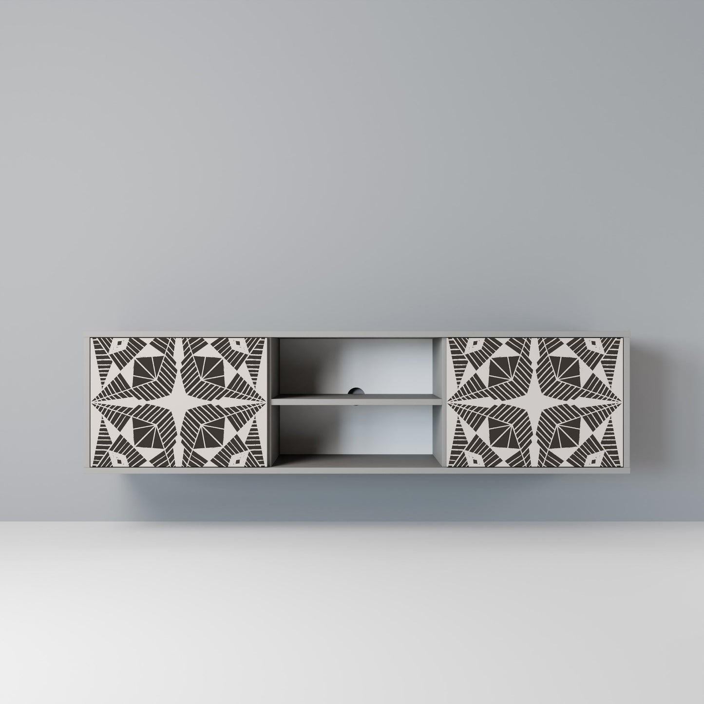 MONOCHROME NEXUS 2-Door TV Stand in Grey Finish