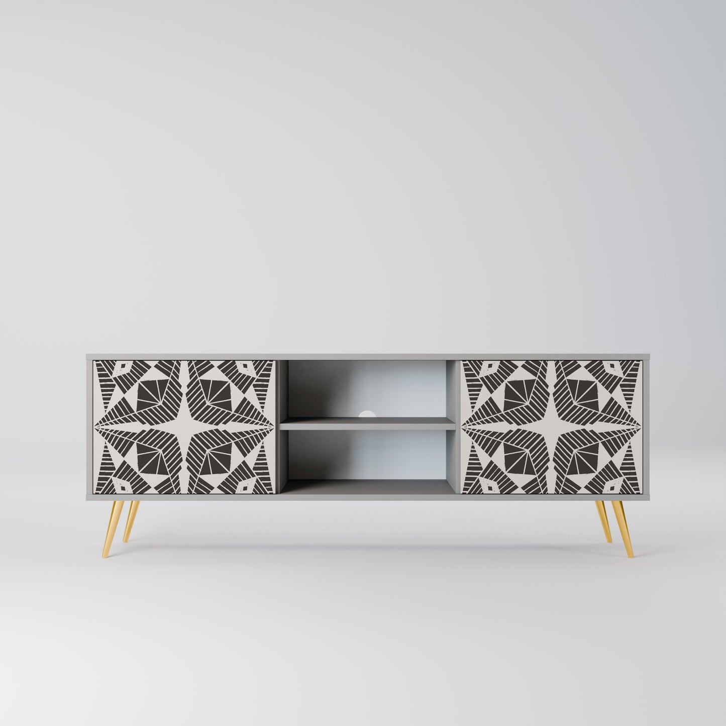 MONOCHROME NEXUS 2-Door TV Stand in Grey Finish