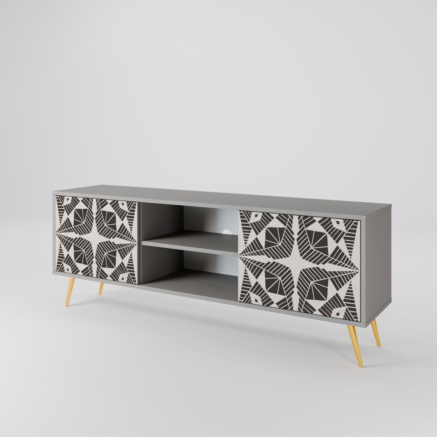 MONOCHROME NEXUS 2-Door TV Stand in Grey Finish