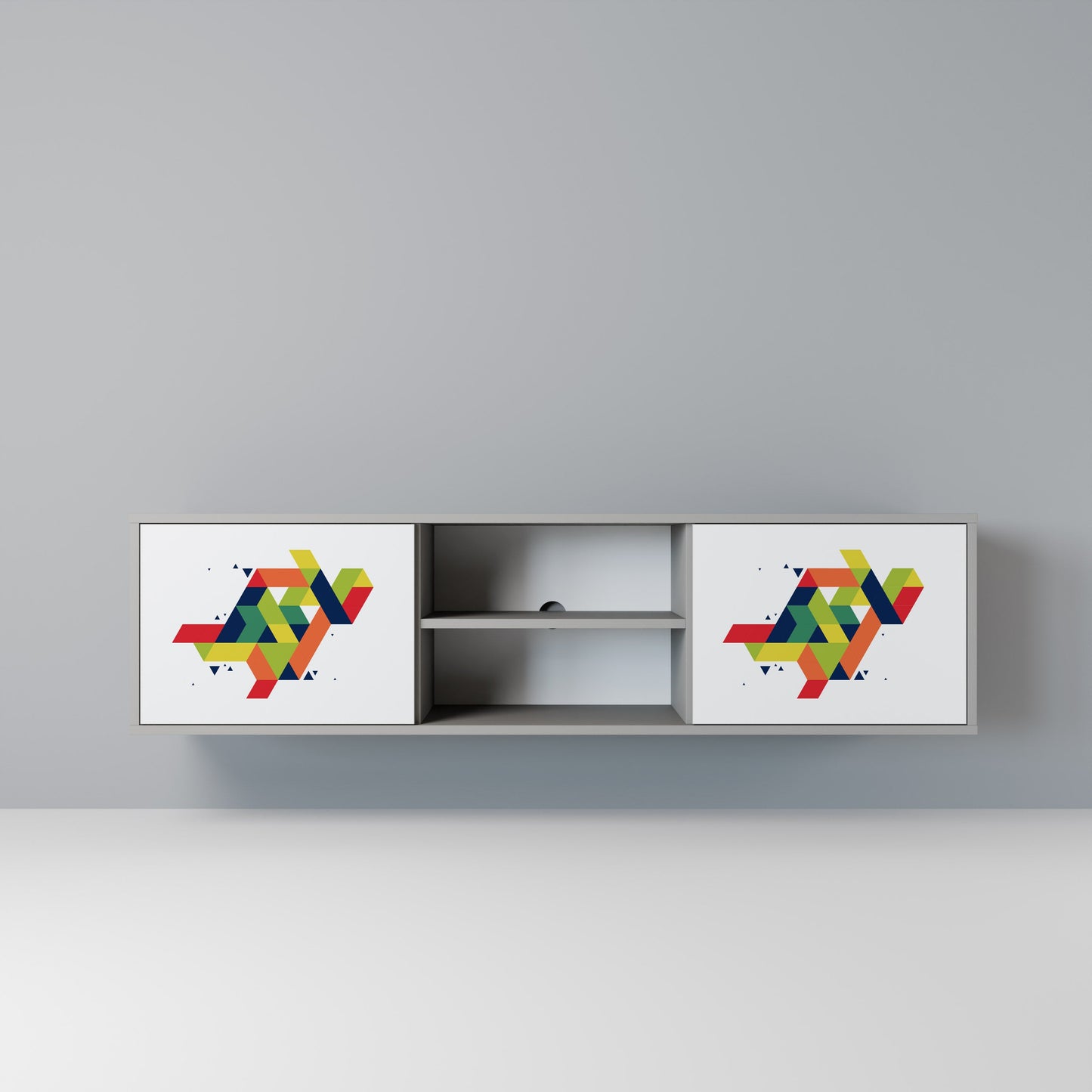 FUTURE SIGN 2-Door TV Stand in Grey Finish