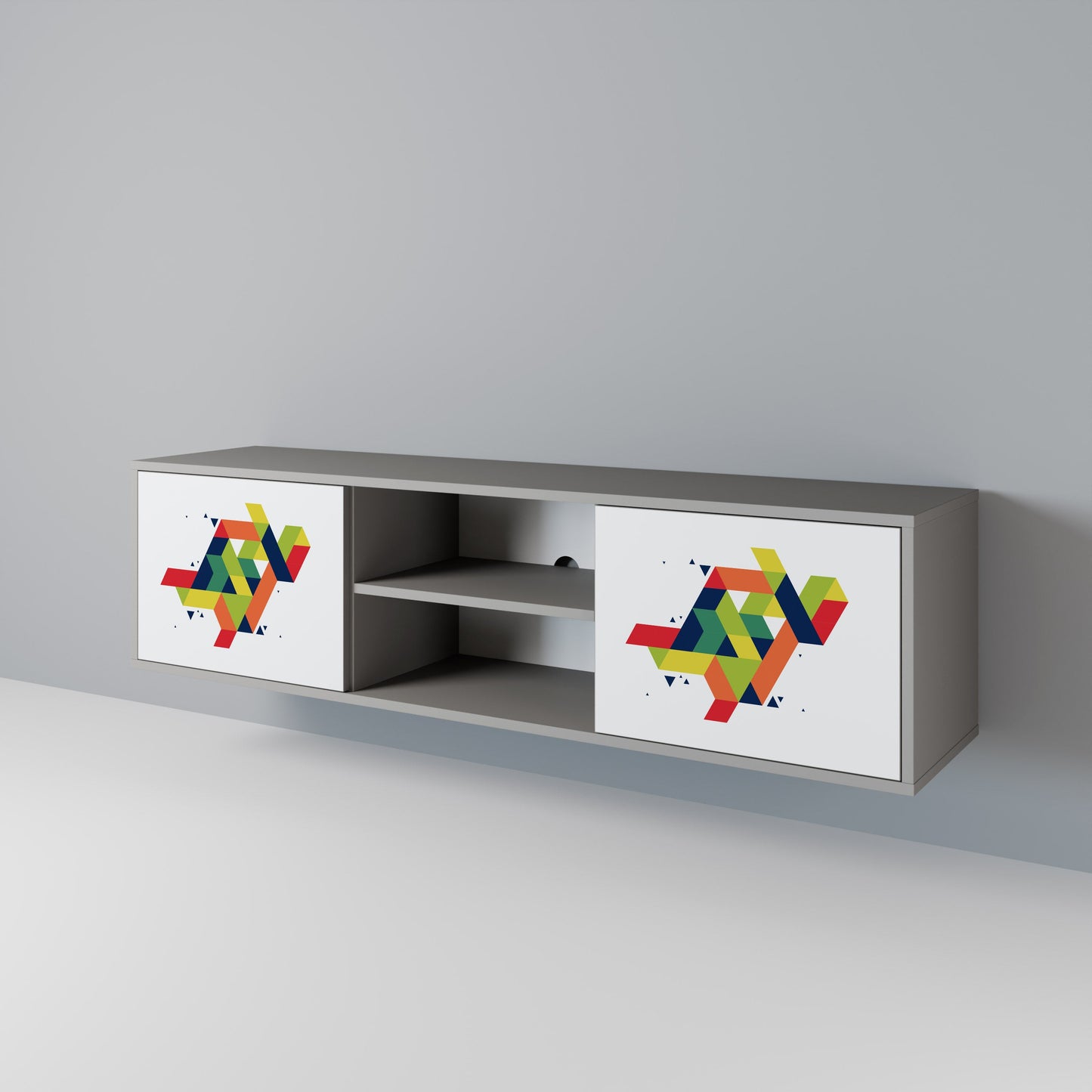FUTURE SIGN 2-Door TV Stand in Grey Finish