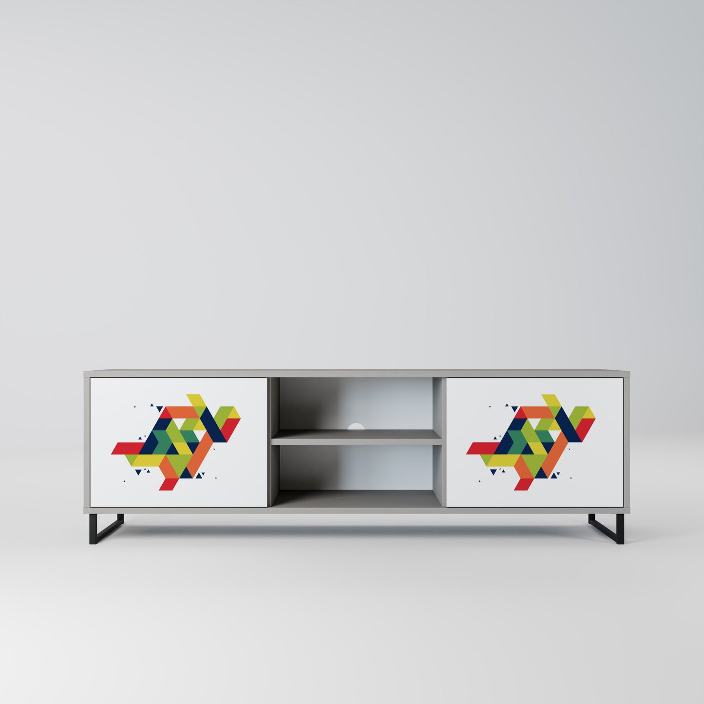 FUTURE SIGN 2-Door TV Stand in Grey Finish