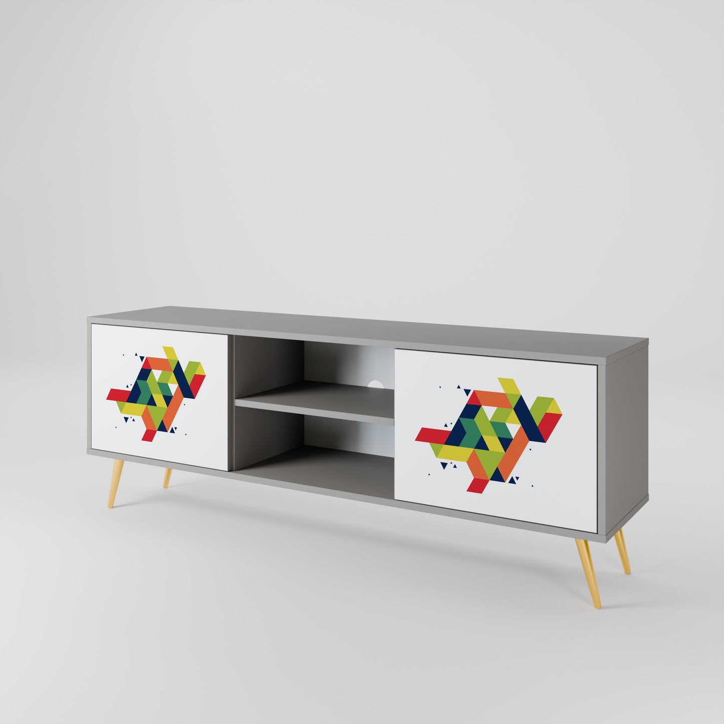 FUTURE SIGN 2-Door TV Stand in Grey Finish