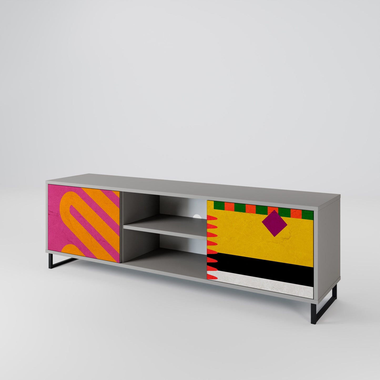 VIVID ART 2-Door TV Stand in Grey Finish
