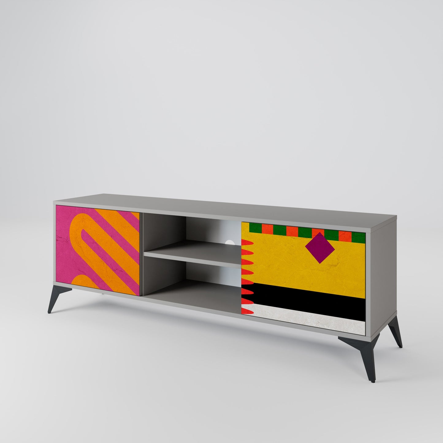 VIVID ART 2-Door TV Stand in Grey Finish