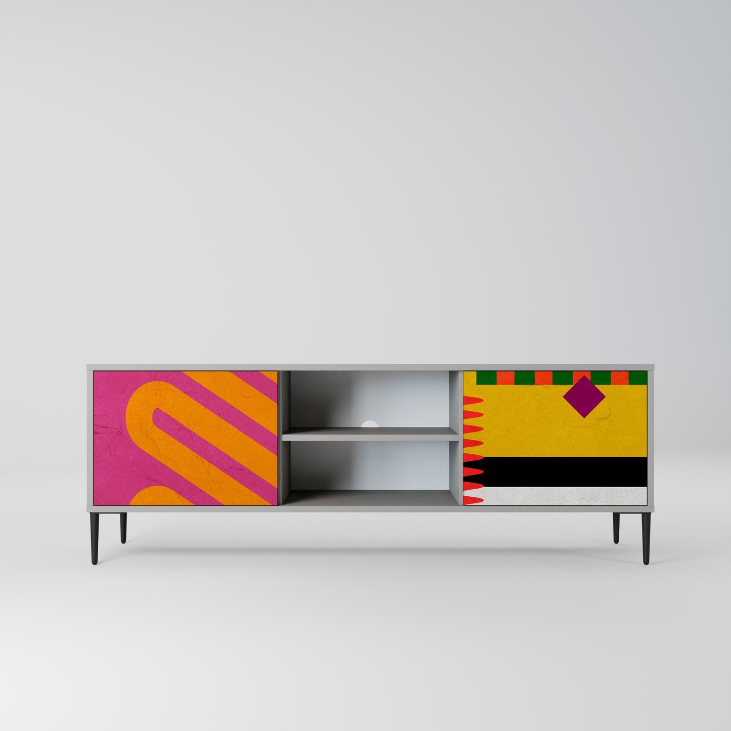 VIVID ART 2-Door TV Stand in Grey Finish