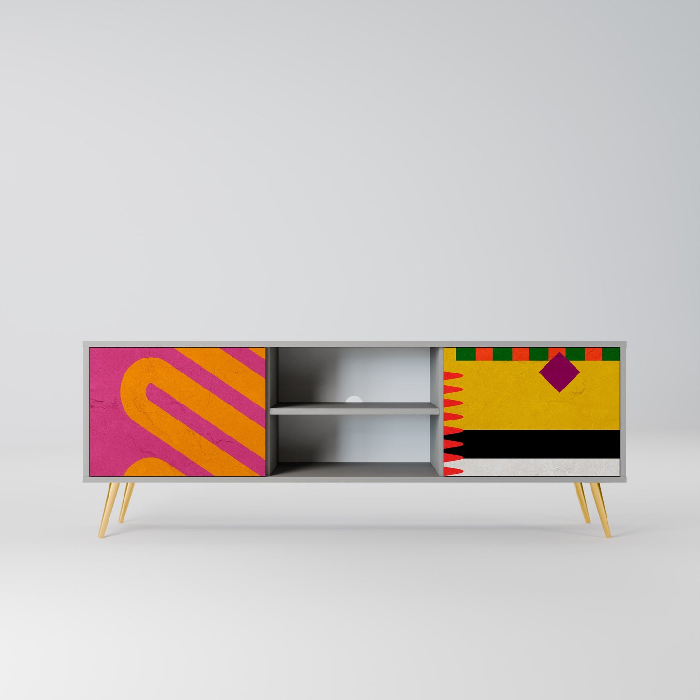 VIVID ART 2-Door TV Stand in Grey Finish