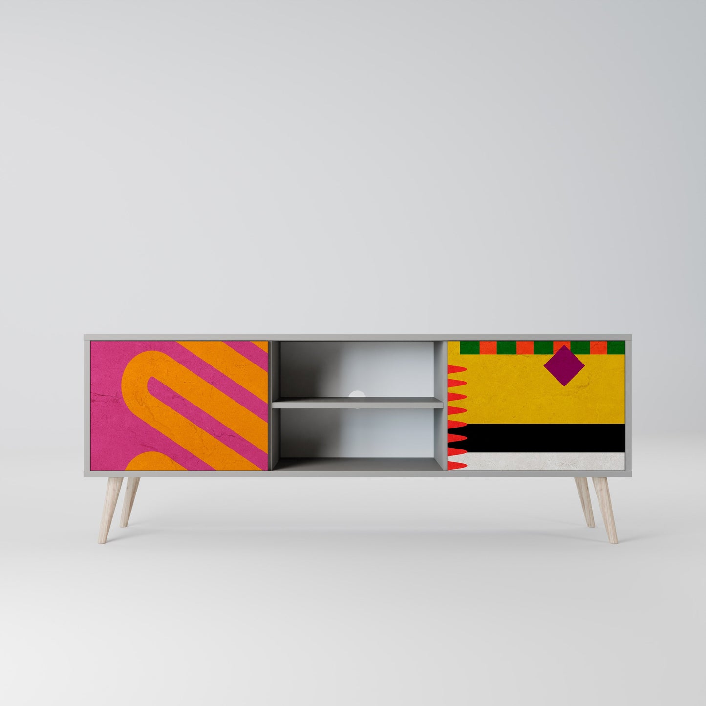 VIVID ART 2-Door TV Stand in Grey Finish