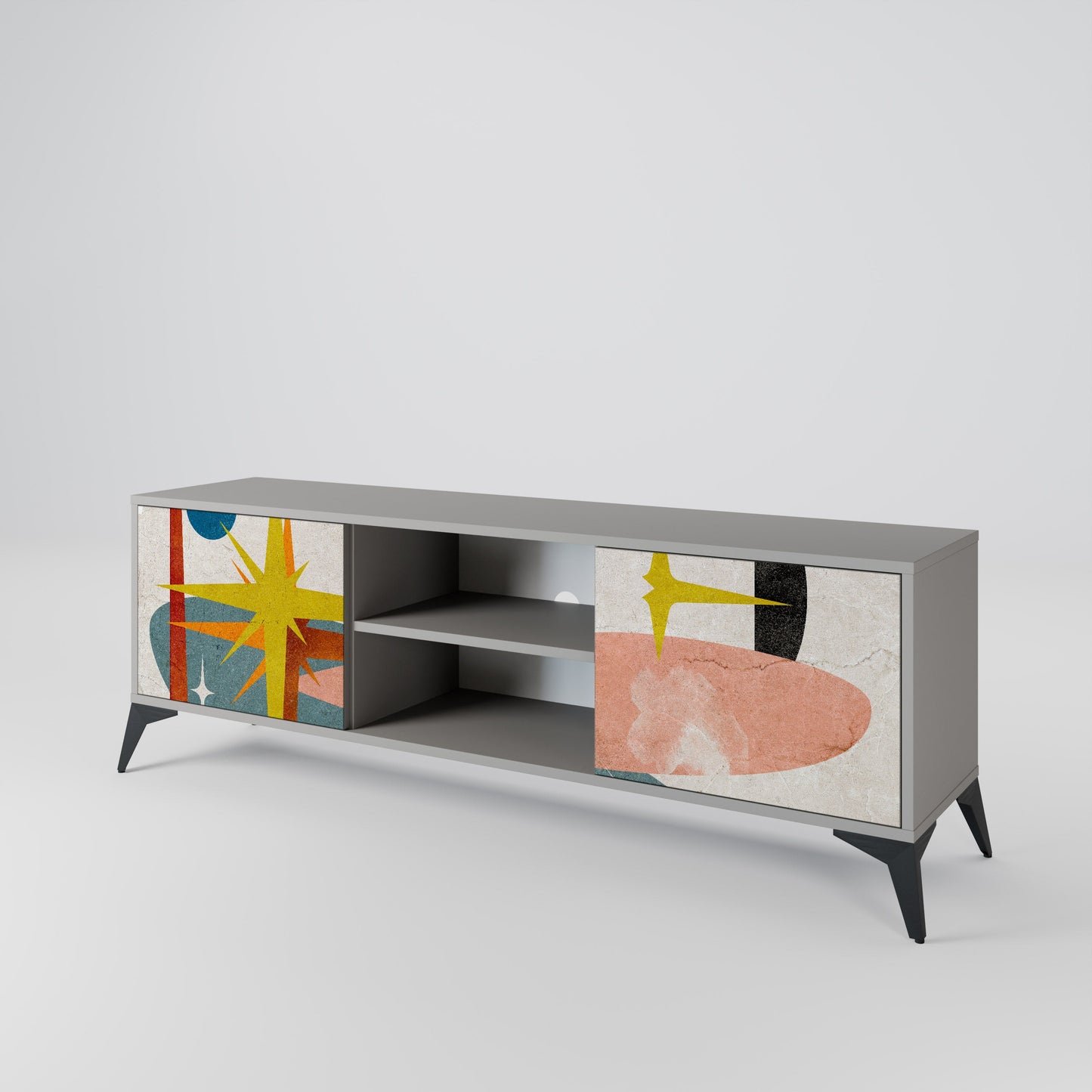 INTERSTELLAR VIBES 2-Door TV Stand in Grey Finish