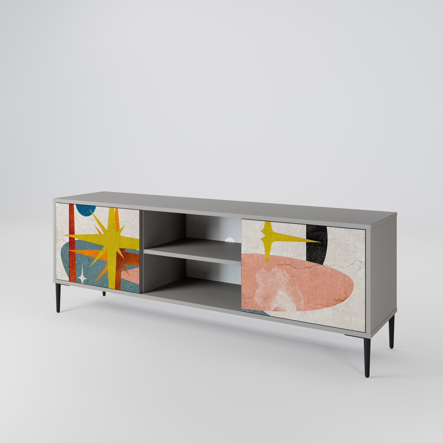 INTERSTELLAR VIBES 2-Door TV Stand in Grey Finish