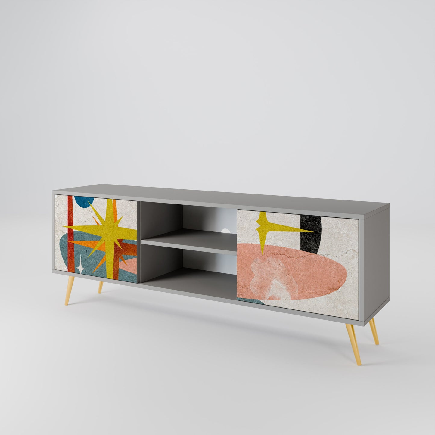 INTERSTELLAR VIBES 2-Door TV Stand in Grey Finish