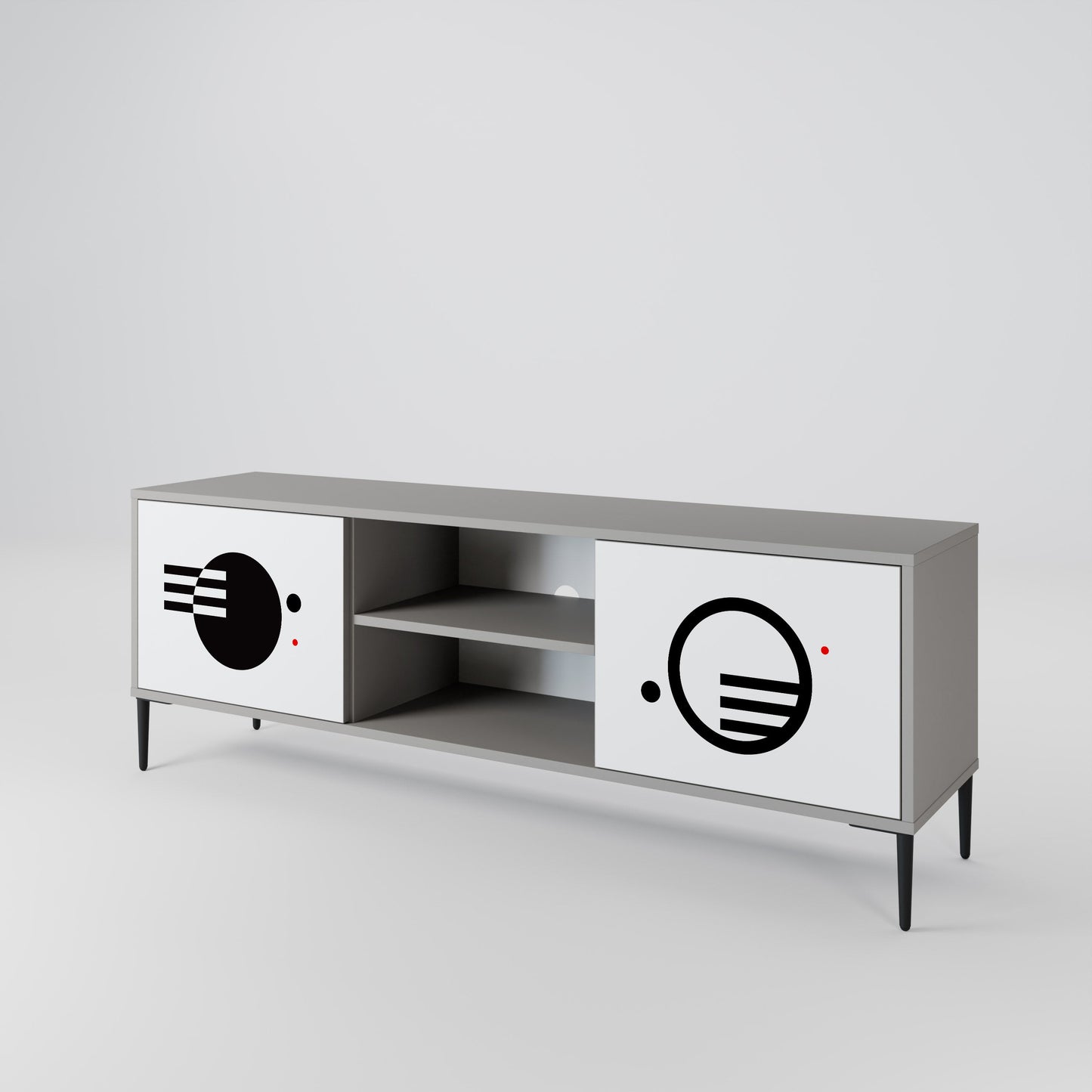 BLACK AND WHITE COMBINATION 2-Door TV Stand in Grey Finish