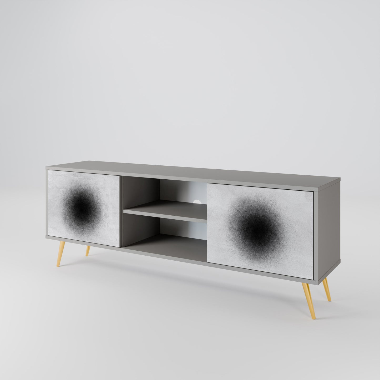 BLACK HOLE 2-Door TV Stand in Grey Finish