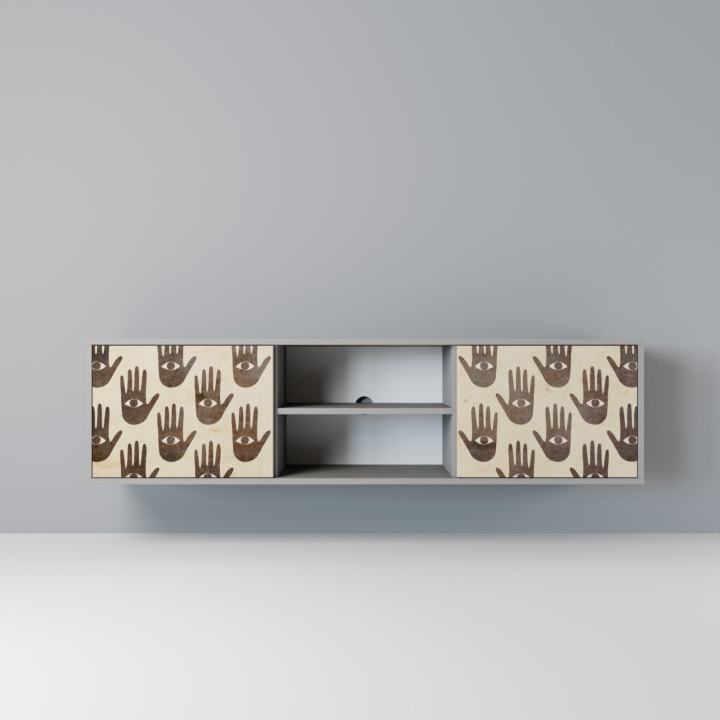 SEE MORE 2-Door TV Stand in Grey Finish