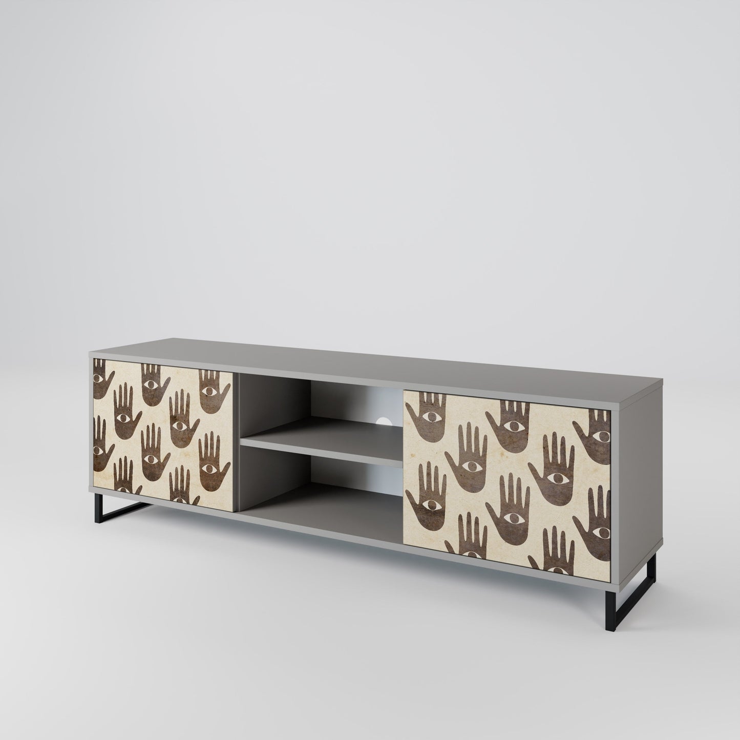 SEE MORE 2-Door TV Stand in Grey Finish