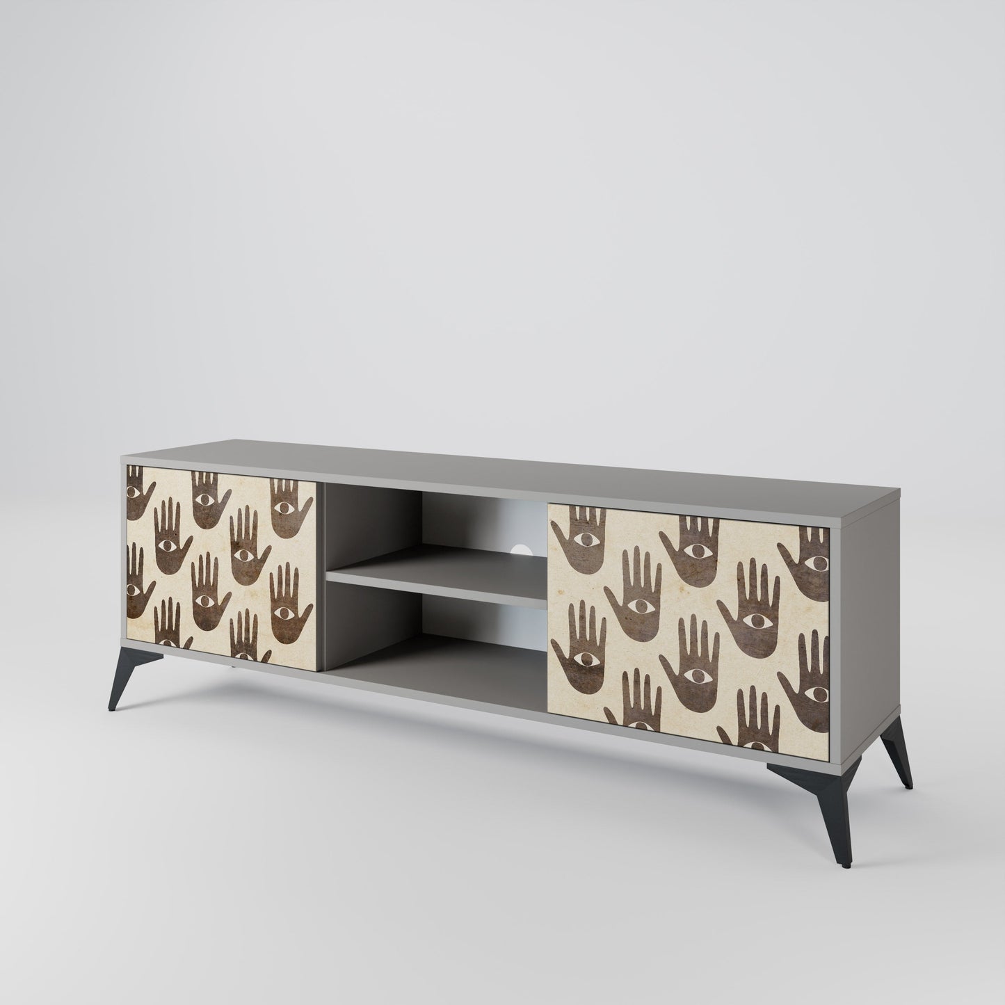 SEE MORE 2-Door TV Stand in Grey Finish