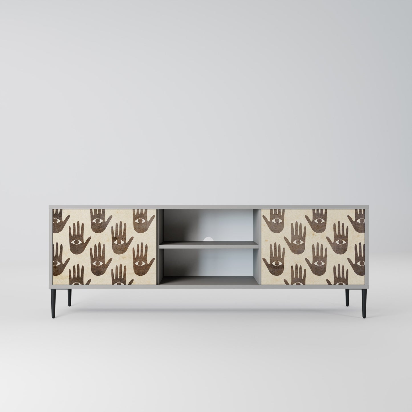 SEE MORE 2-Door TV Stand in Grey Finish