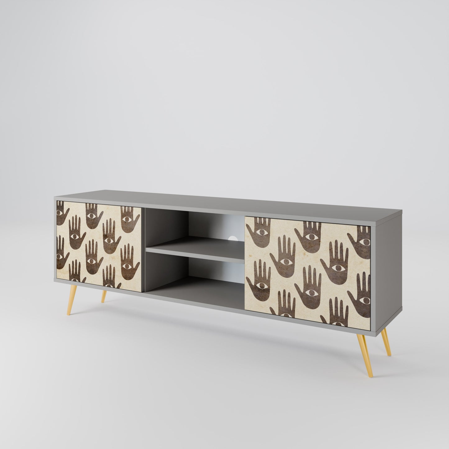 SEE MORE 2-Door TV Stand in Grey Finish