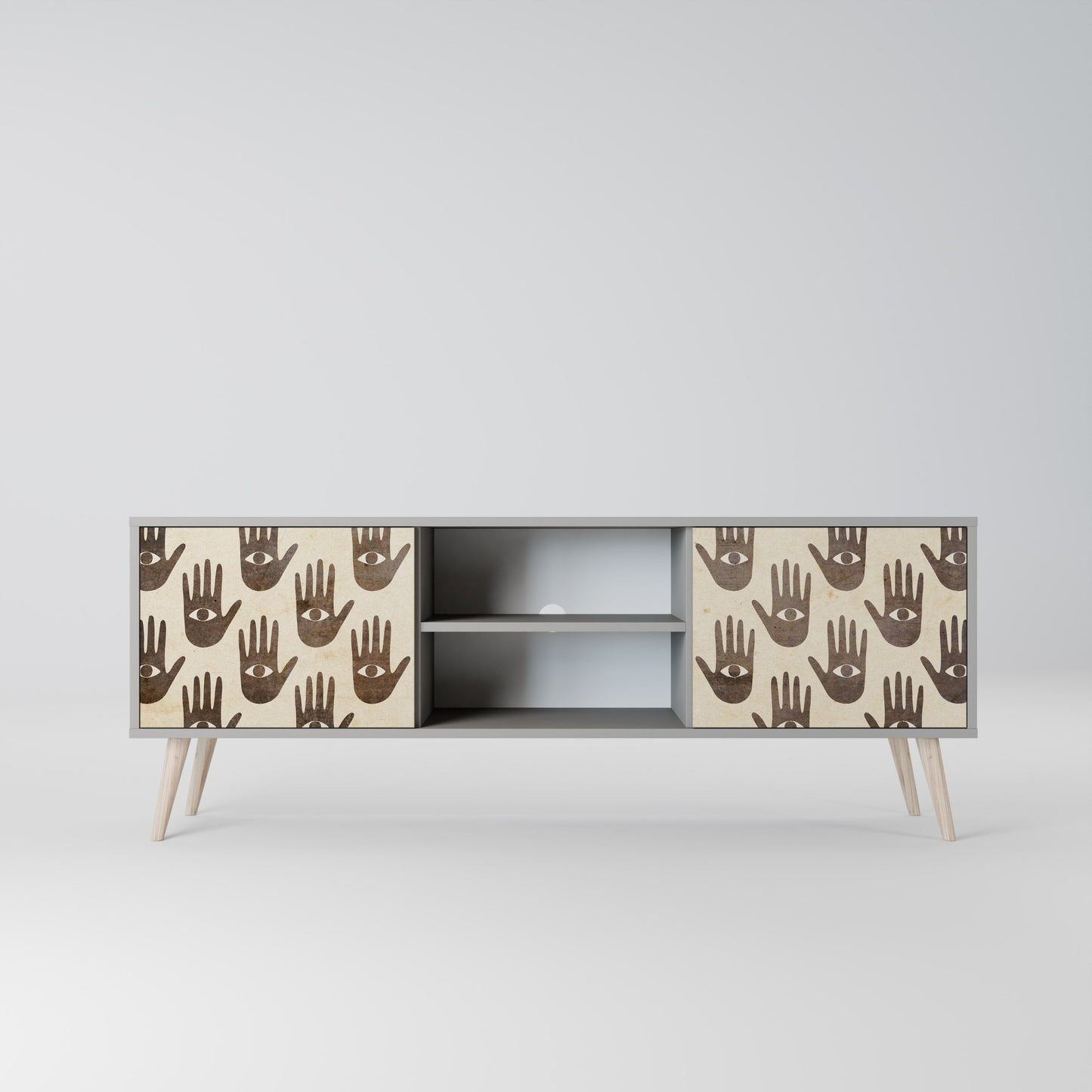 SEE MORE 2-Door TV Stand in Grey Finish