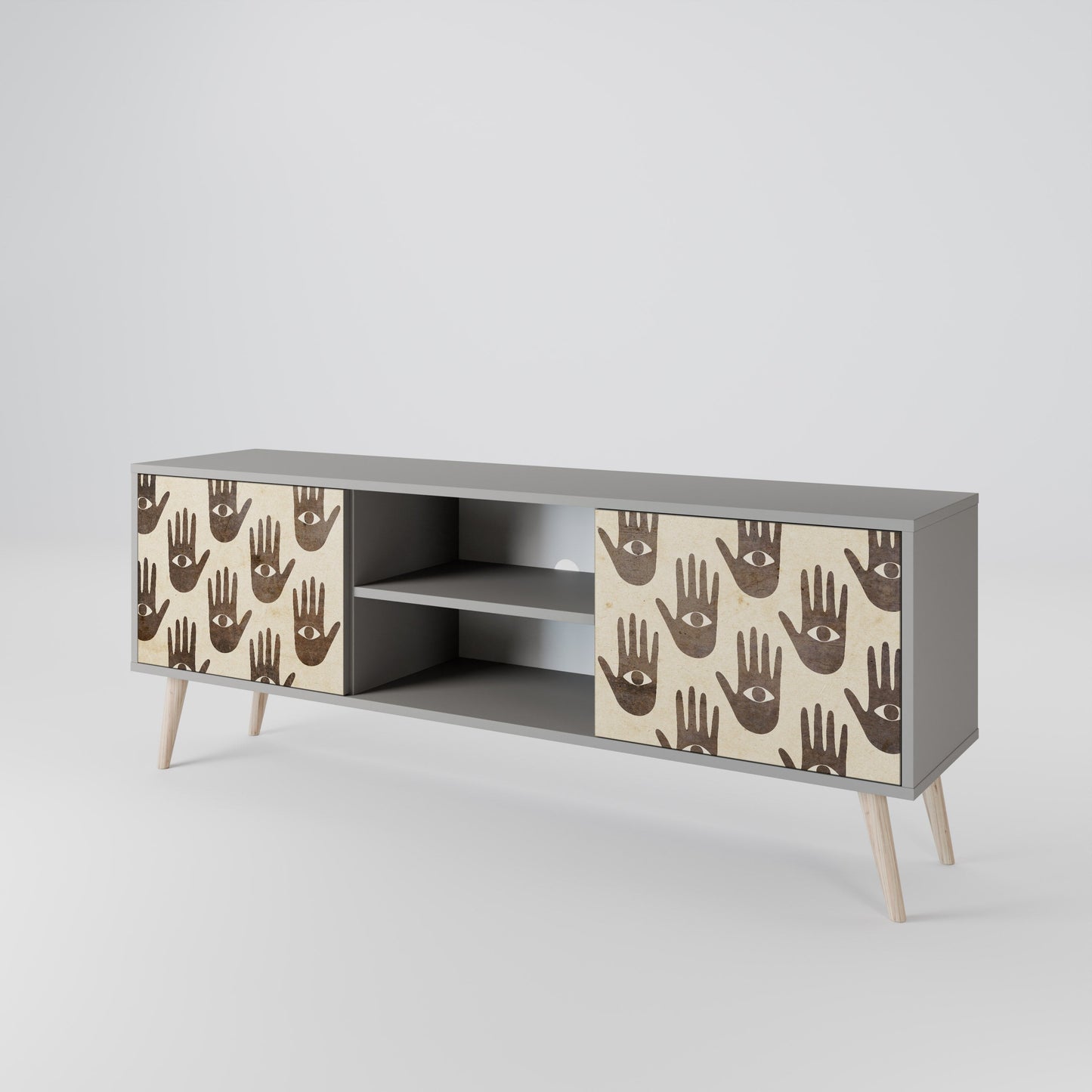 SEE MORE 2-Door TV Stand in Grey Finish