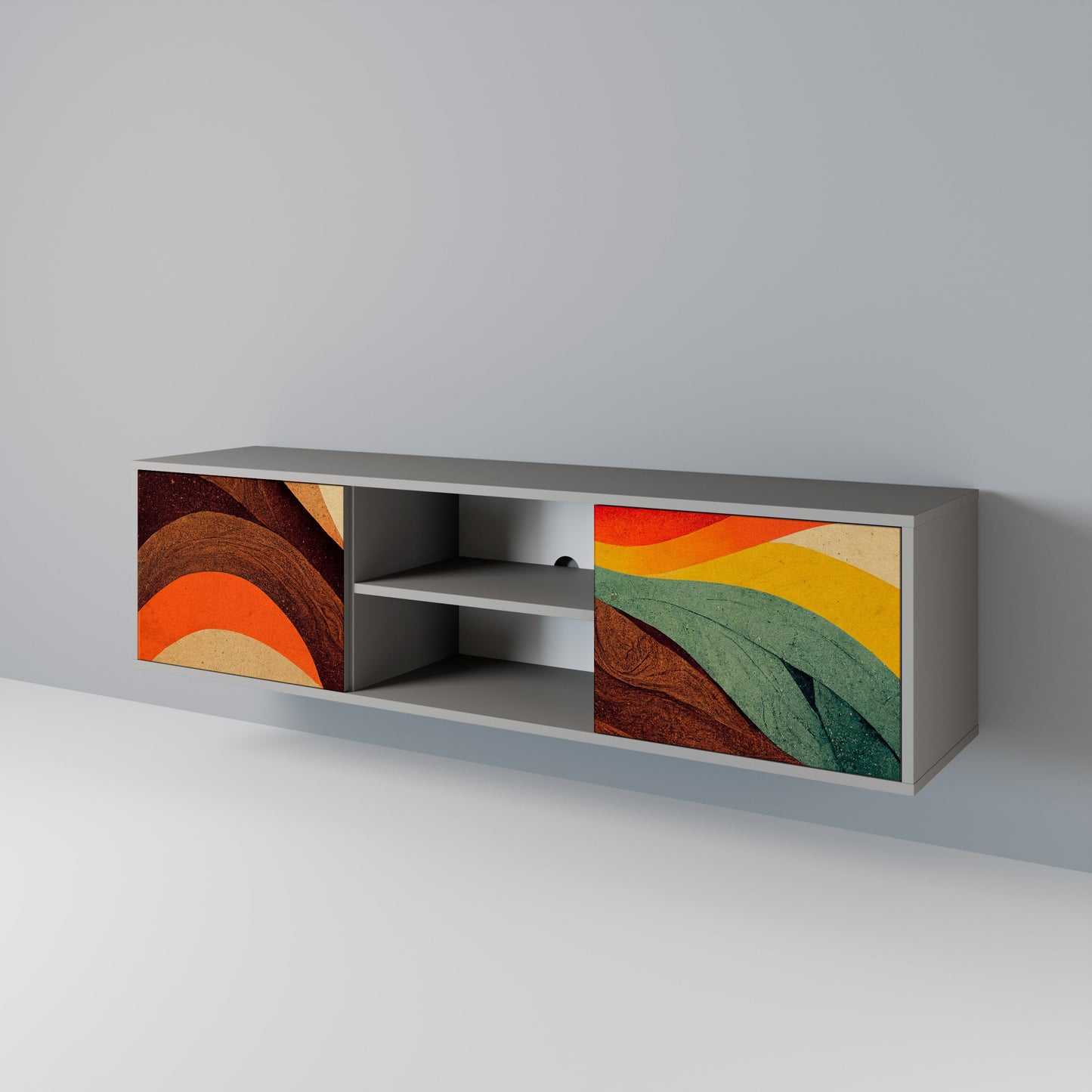 COLORFUL STRANDS 2-Door TV Stand in Grey Finish