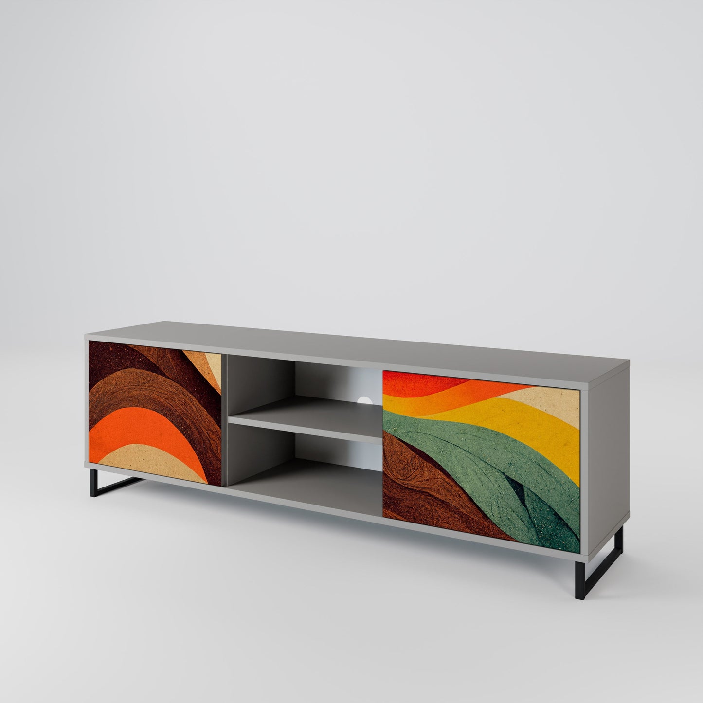 COLORFUL STRANDS 2-Door TV Stand in Grey Finish