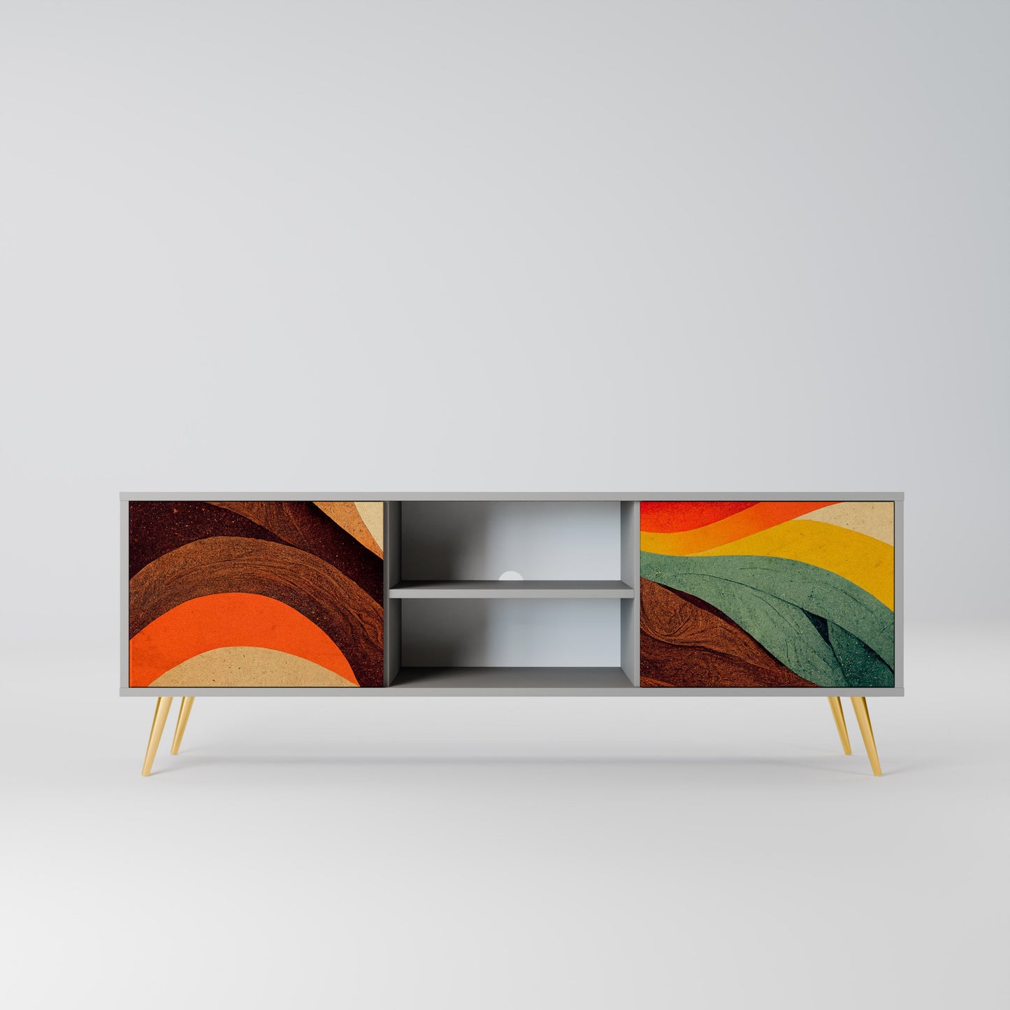COLORFUL STRANDS 2-Door TV Stand in Grey Finish