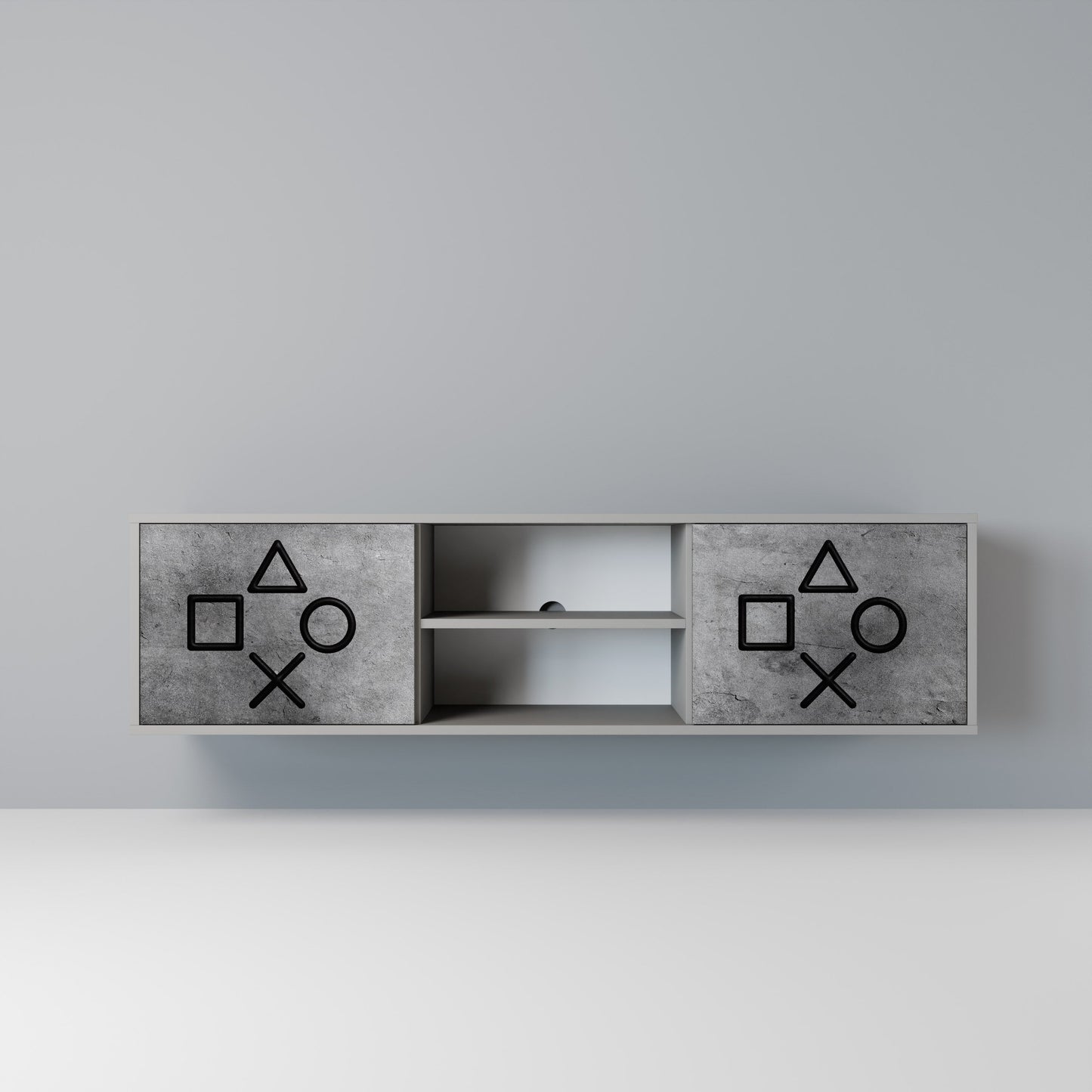 GAMER CHOICE 2-Door TV Stand in Grey Finish