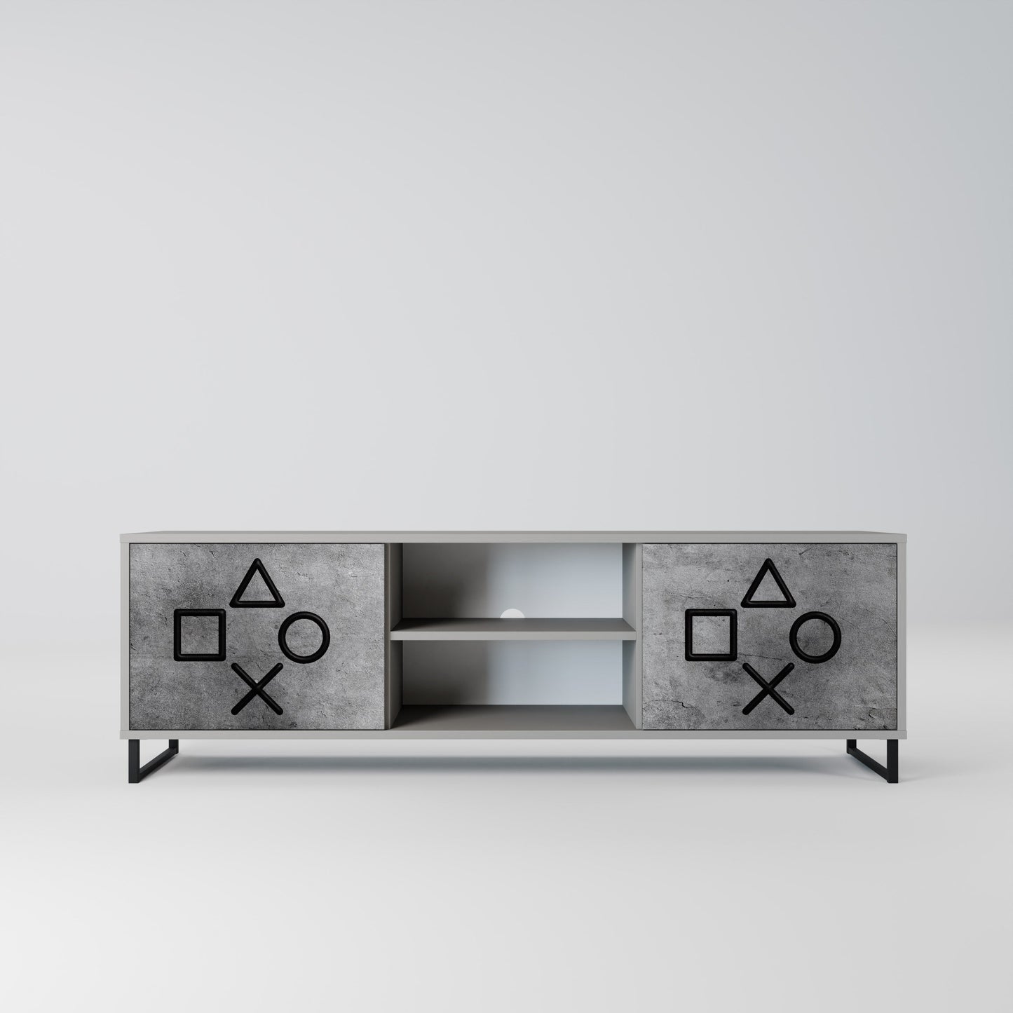 GAMER CHOICE 2-Door TV Stand in Grey Finish
