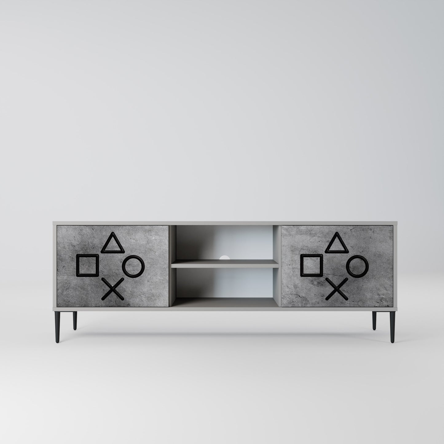 GAMER CHOICE 2-Door TV Stand in Grey Finish