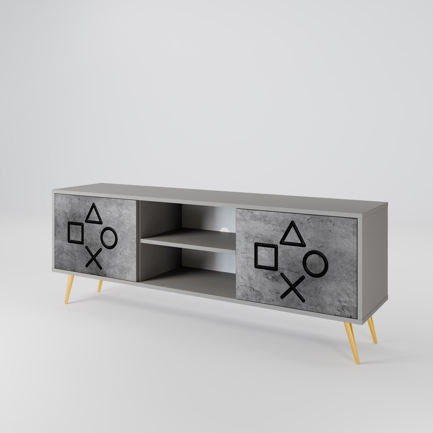 GAMER CHOICE 2-Door TV Stand in Grey Finish