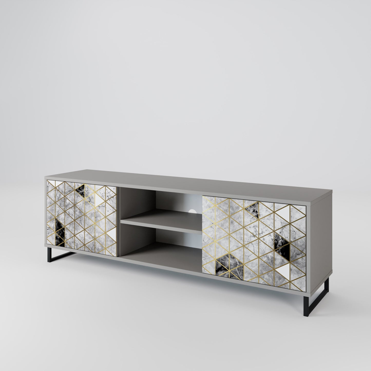 ASHEN ARIA 2-Door TV Stand in Grey Finish