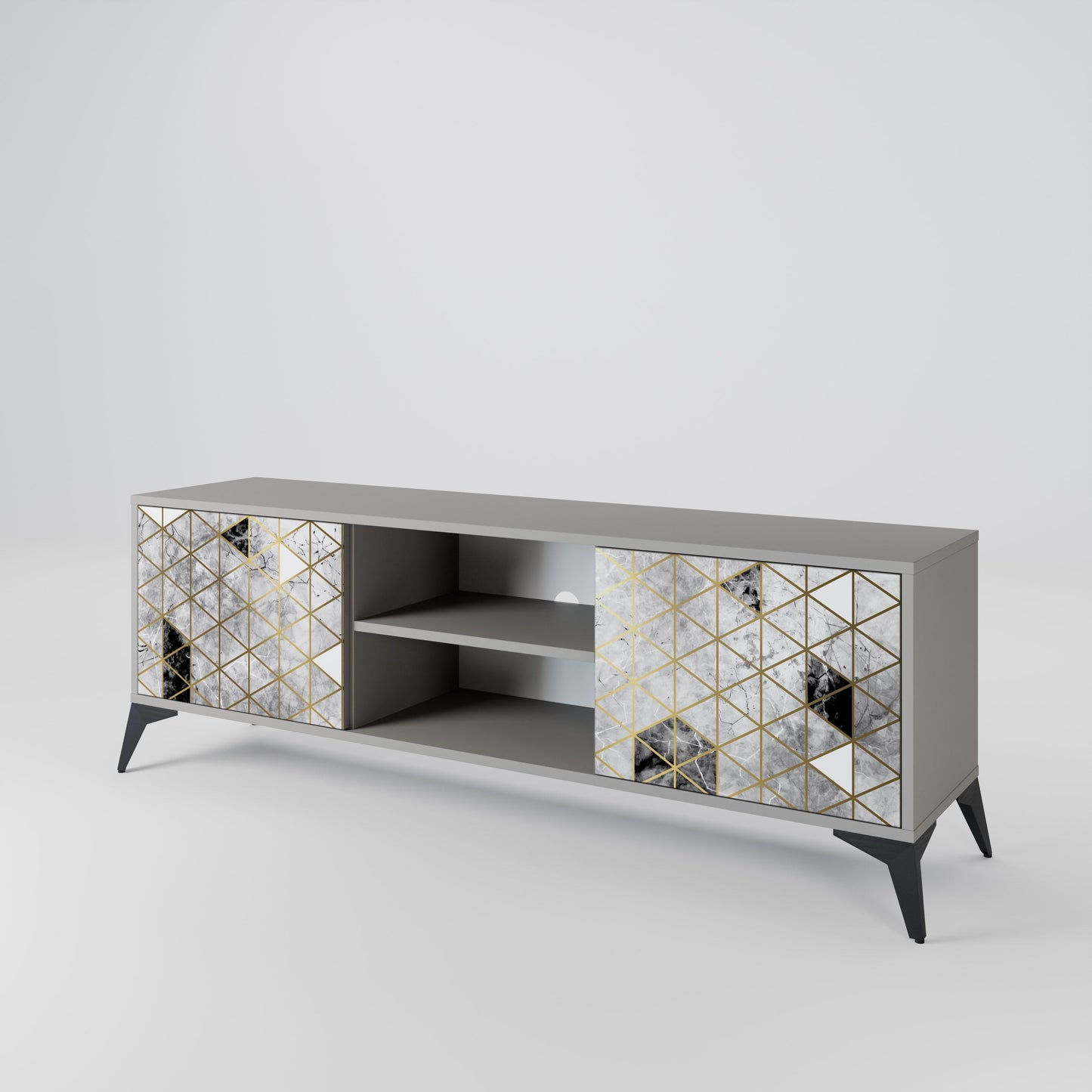 ASHEN ARIA 2-Door TV Stand in Grey Finish
