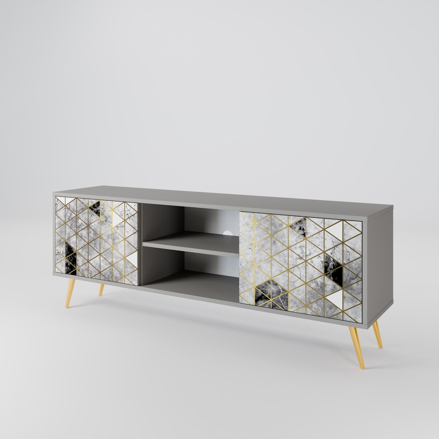 ASHEN ARIA 2-Door TV Stand in Grey Finish