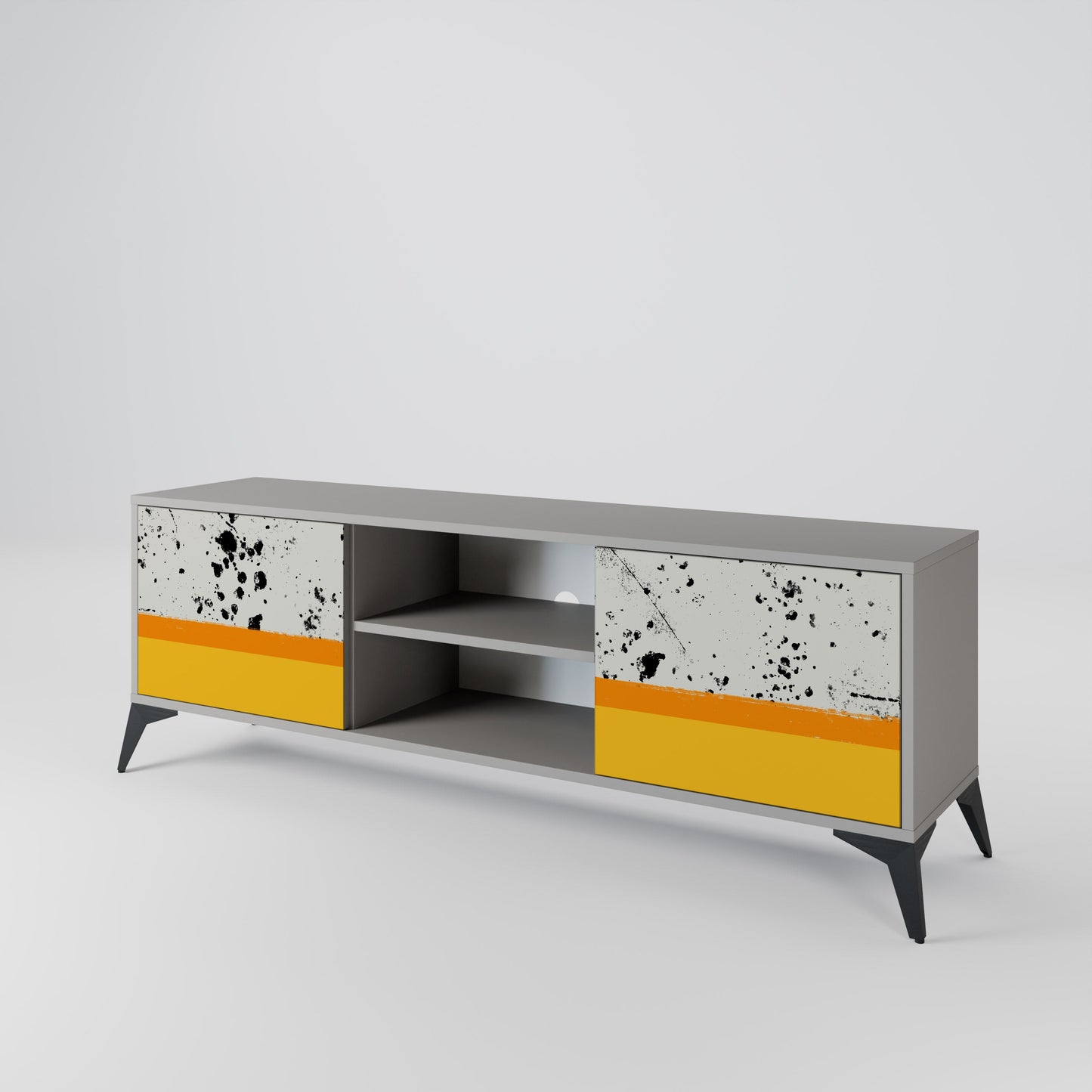 DYED BY ORANGE 2-Door TV Stand in Grey Finish