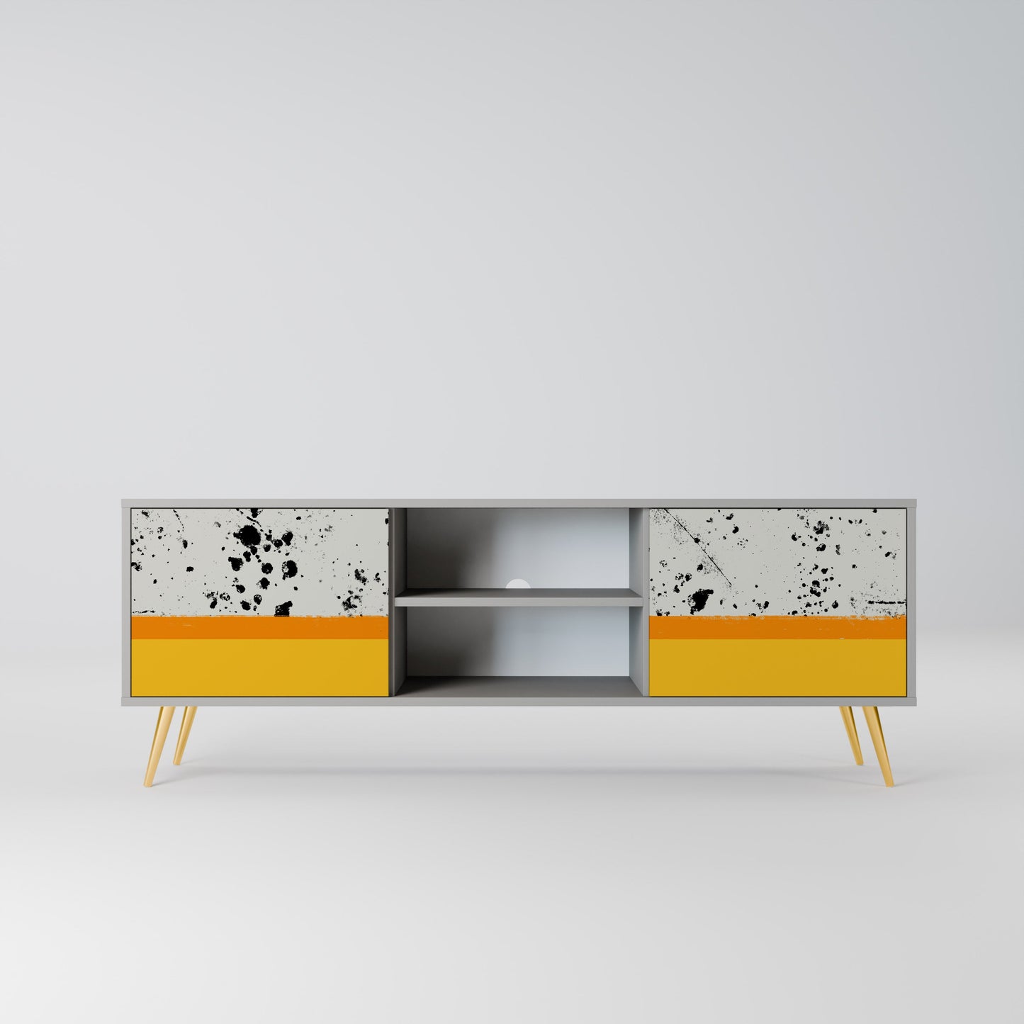 DYED BY ORANGE 2-Door TV Stand in Grey Finish