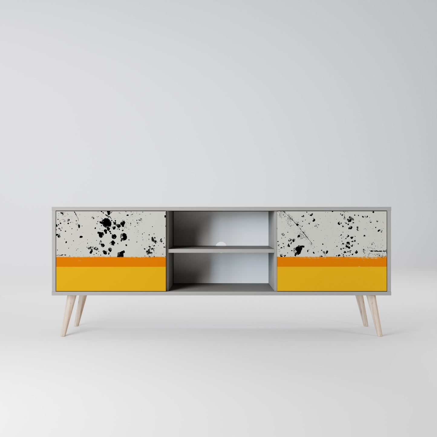 DYED BY ORANGE 2-Door TV Stand in Grey Finish