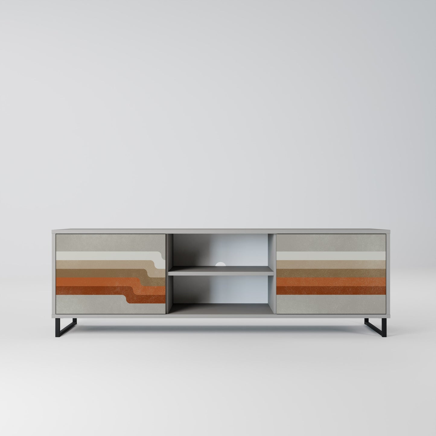 PECULIAR TRAIL 2-Door TV Stand in Grey Finish