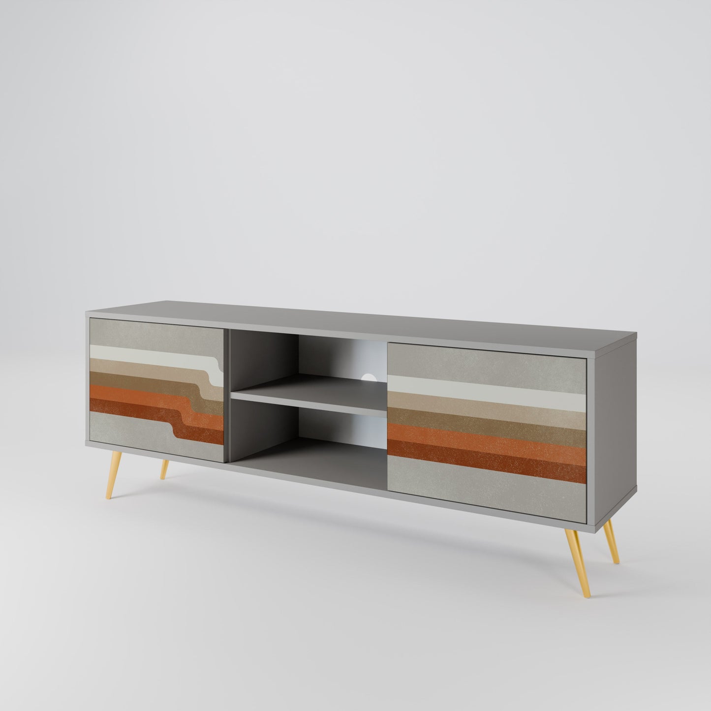 PECULIAR TRAIL 2-Door TV Stand in Grey Finish