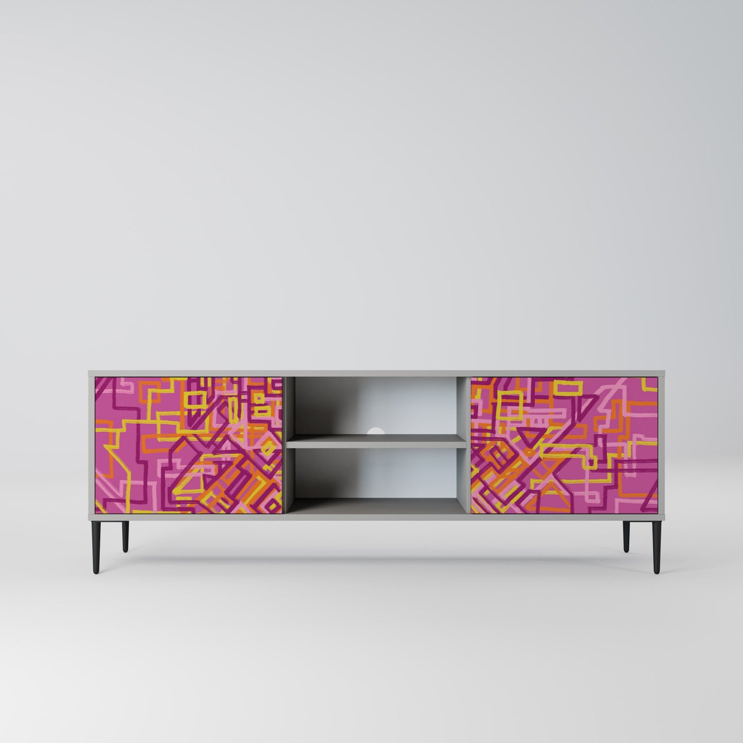 LOVELY MEMORIES 2-Door TV Stand in Grey Finish