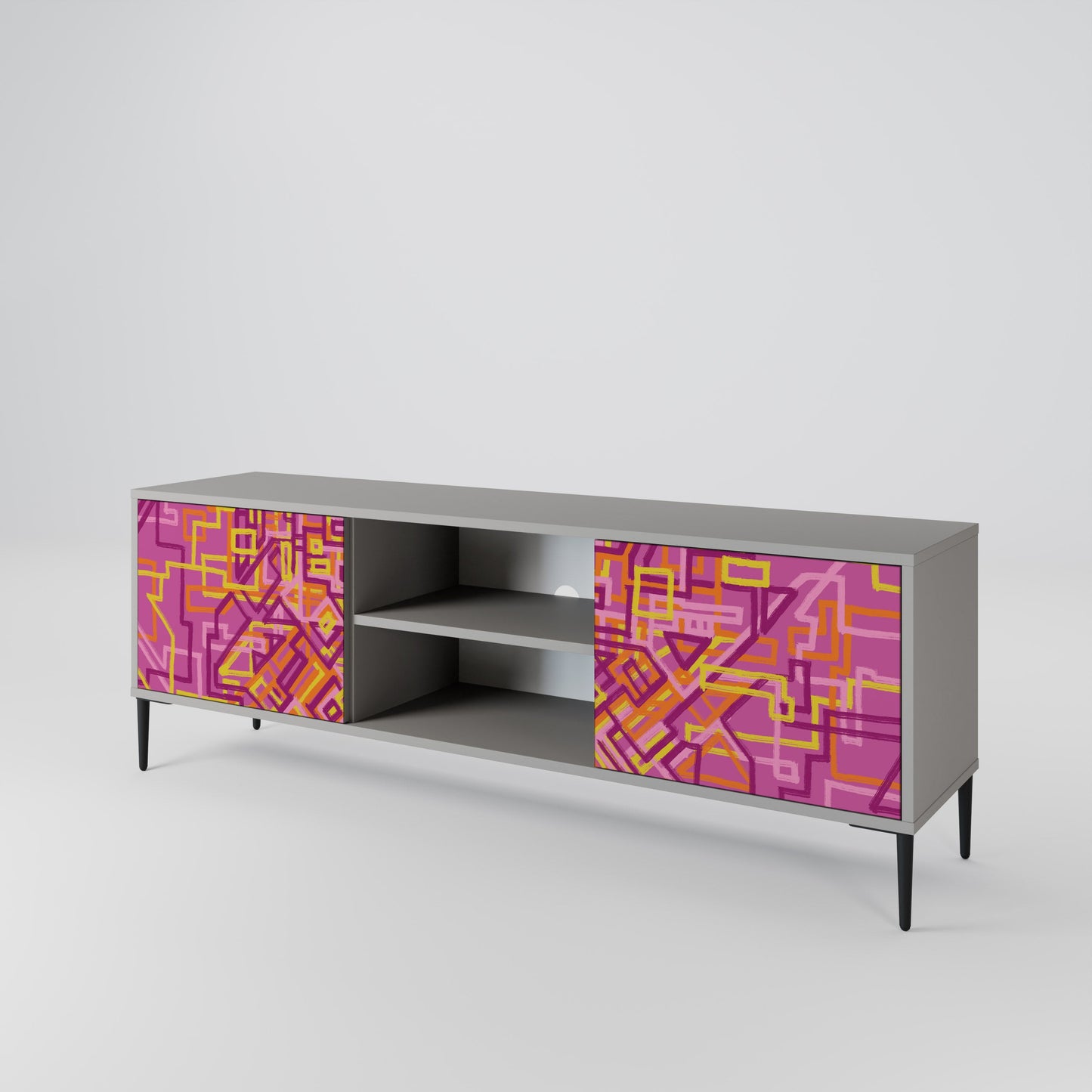 LOVELY MEMORIES 2-Door TV Stand in Grey Finish