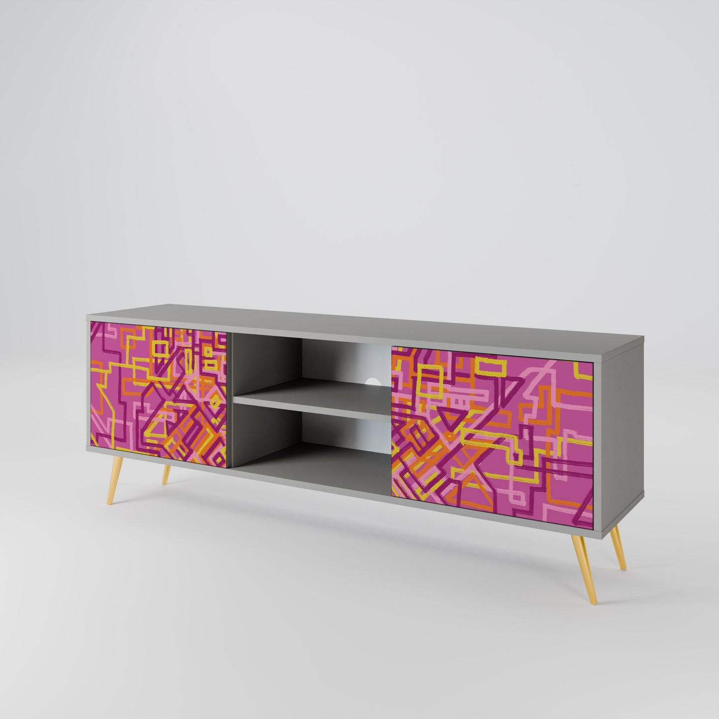 LOVELY MEMORIES 2-Door TV Stand in Grey Finish