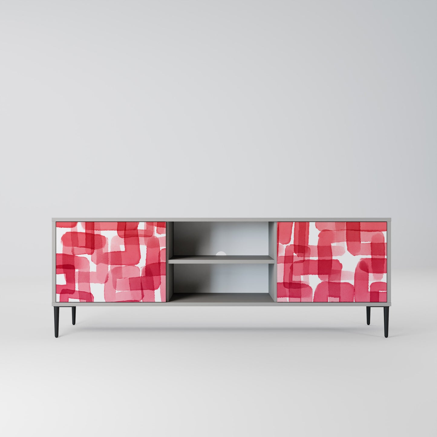 KALEIDOSCOPIC CUBISM 2-Door TV Stand in Grey Finish
