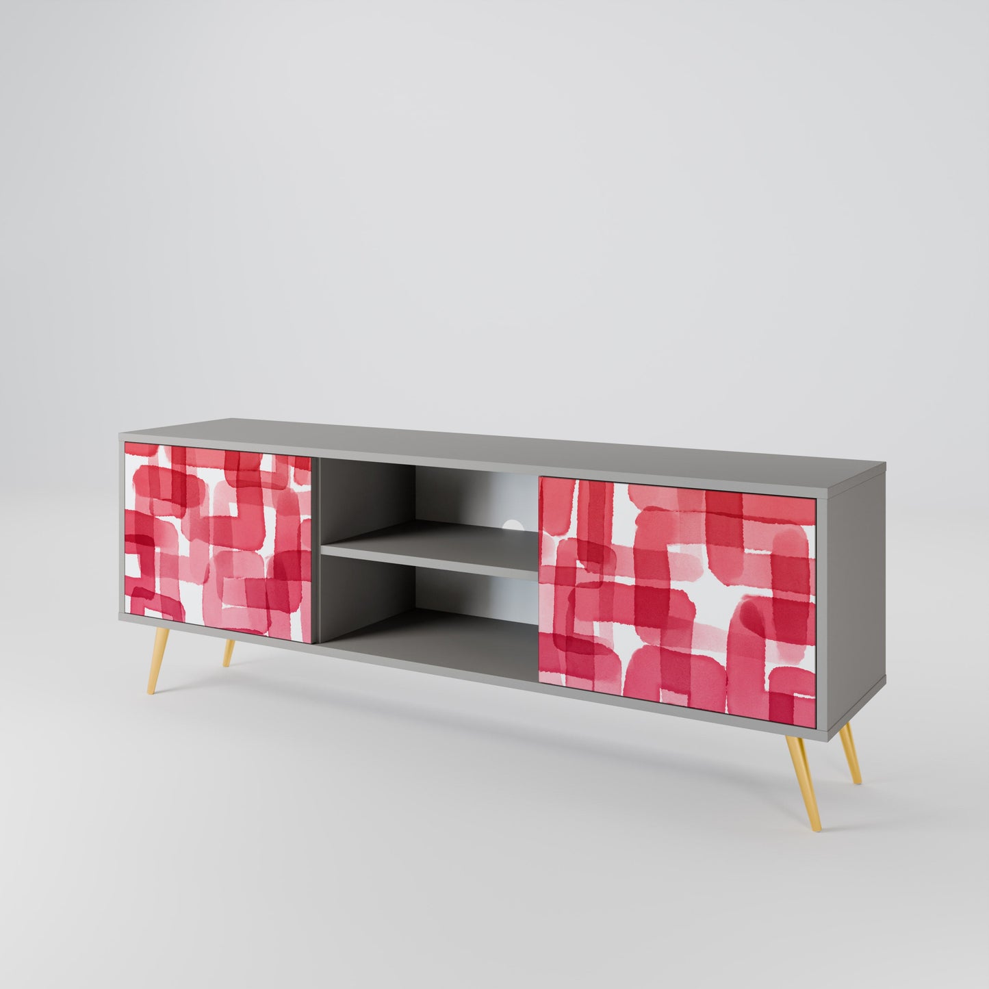 KALEIDOSCOPIC CUBISM 2-Door TV Stand in Grey Finish