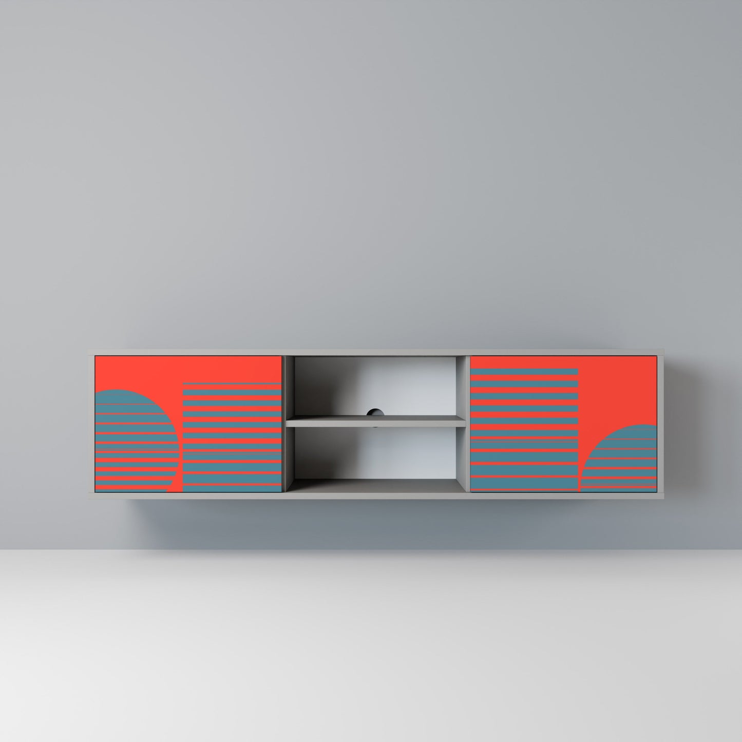RISING GEOMETRY STARS 2-Door TV Stand in Grey Finish