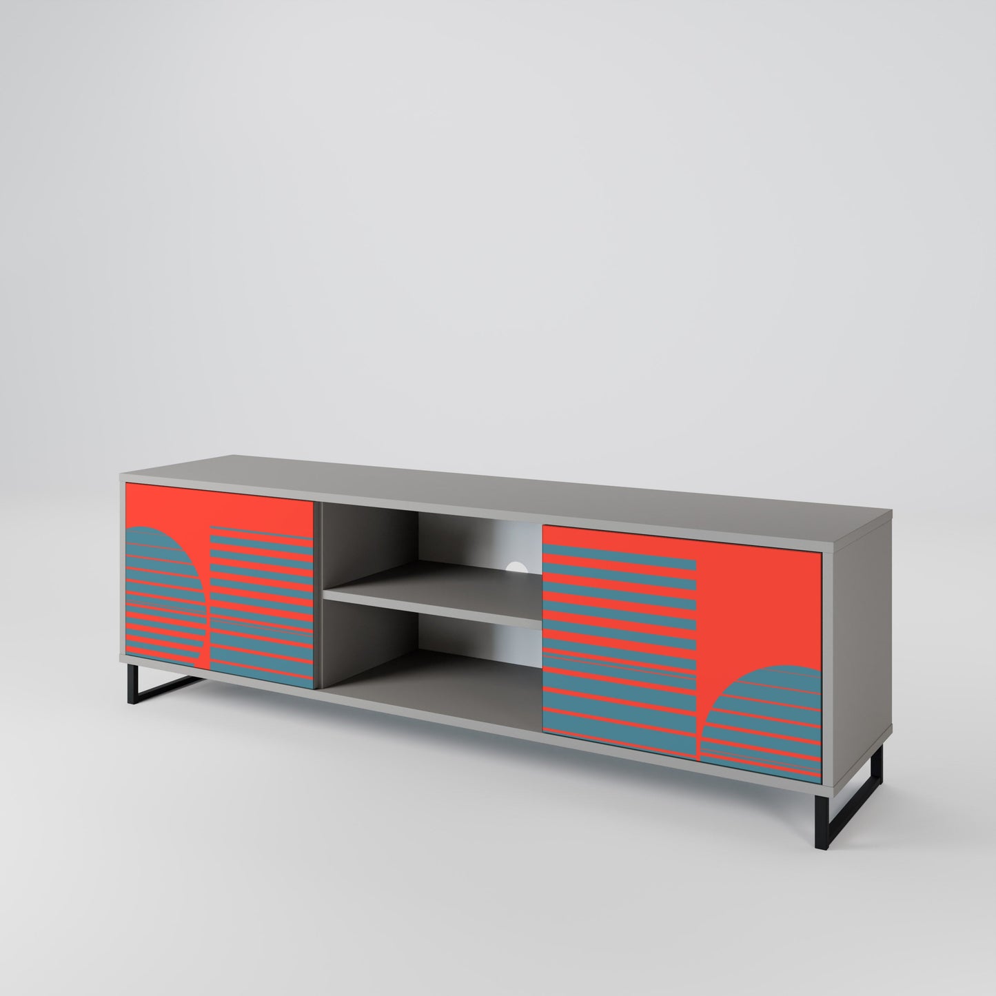 RISING GEOMETRY STARS 2-Door TV Stand in Grey Finish