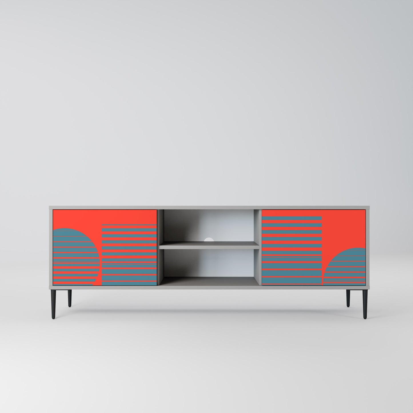 RISING GEOMETRY STARS 2-Door TV Stand in Grey Finish