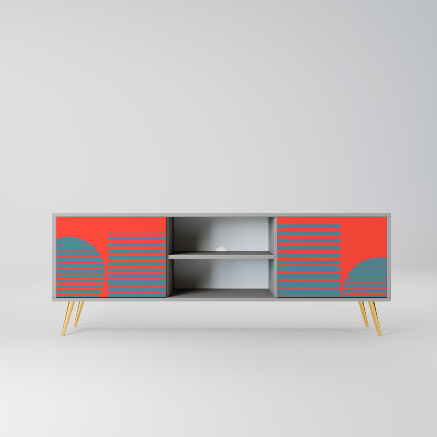 RISING GEOMETRY STARS 2-Door TV Stand in Grey Finish