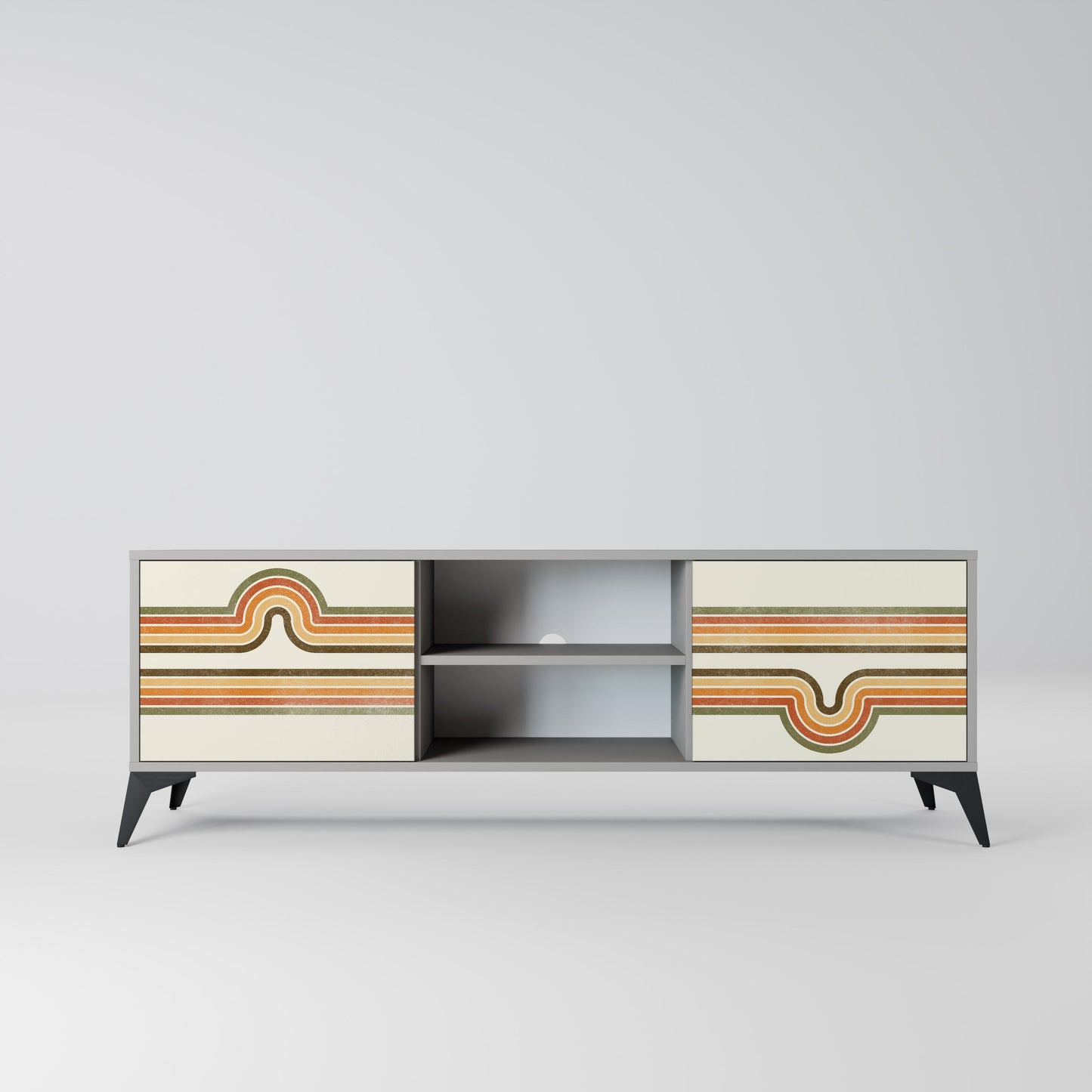 EXCEPTIONAL STREAM 2-Door TV Stand in Grey Finish